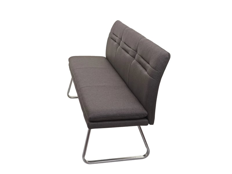  Ensemble de salle à manger 4 chaises et banquette 160 cm assises rembourrées avec protections de sol tissu gris-brun et acier inoxydable brossé 04_0010900  - Conforama C
