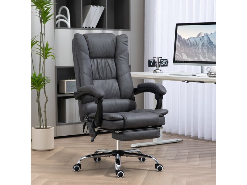  Fauteuil de massagefauteuil de bureau avec fonction massage, repose-pieds inclus, hauteur réglable, 64 cm x 70 cm x 118 cm, noir  - Conforama C