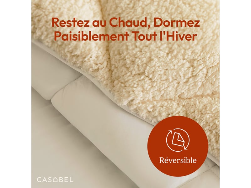  Casabel couette polaire hiver ultra chaude 600gm², réversible, douce et moelleuse, 2 personnes, 240x260cm, taupe  - Conforama D