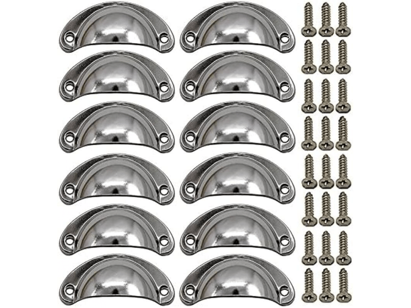 Paquet de 12 poignées de tiroir en forme de coquille avec vis, style métallique rétro pour cabinets, tiroirs et armoires  - Conforama A
