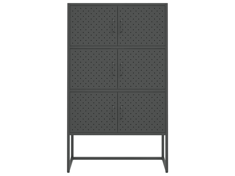  Buffet haut, meuble de rangement salon anthracite 80x35x135 cm acier  - Conforama E