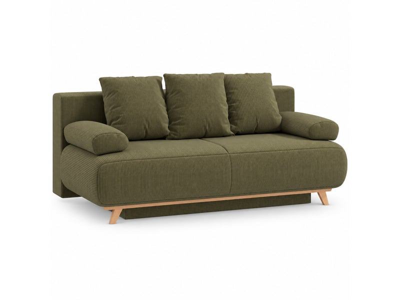  Canapé convertible, canapé-lit, en velours côtelé, vert foncé, pour salon et séjour, dossier réglable  - Conforama A