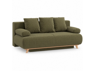 Canapé 2 places, avec couchage d'appoint, avec rangement intégré, avec structure en bois, coloris vert foncé, l188 x p100 x h84 cm