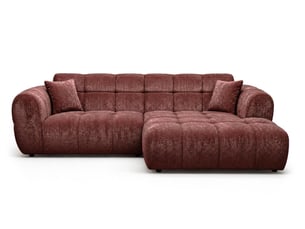 Canapé d'angle droit fixe BESTMOBILIER MINI RAY 4 places Tissu Cherry