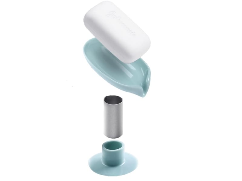 Porte savon ventouse lot de 2, support savon douche, porte eponge evier cuisine, porte-savons avec drain, nettoyage facile séchage rapide sans percage  - Conforama E