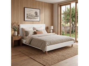 Lit simple 180x200 cm Sampur  C02-LTF49 180/200 3DBL coloris blanc