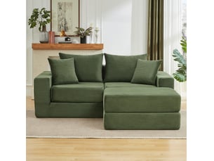 Canapé modulable 3 places convertible avec base antidérapante vert homvra