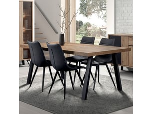 Table 170cm aspect chêne miel piètement a métal poudré noir - sélène