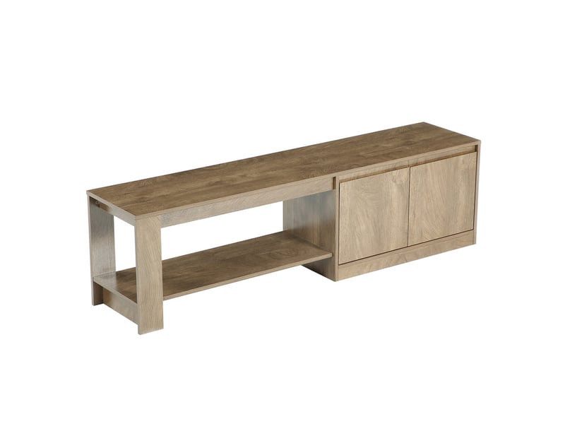  Banc à chaussures avec rangement intégré 160 cm, banc avec placard et 2 étagères ouvertes, banc d'entrée en bois pour couloir, entrée, chambre, étagère à chaussures avec siège  - Conforama A