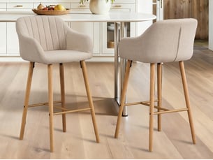 tabouret de bar  <strong>REDOM</strong>  - beige hauteur d'assise 75 cm vendu Par paire
