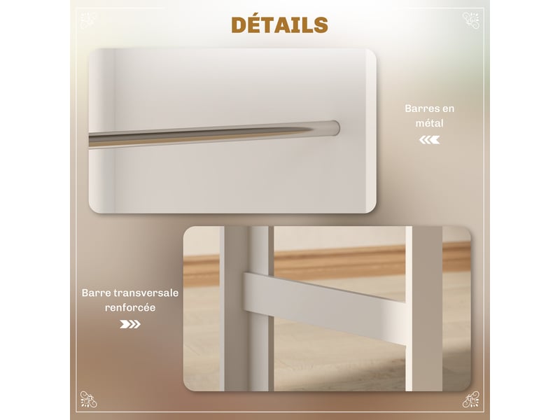  Table de bar table haute de cuisine mange-debout comptoir 112l x 57l x 106h cm - 3 étagères - aspect chêne clair blanc  - Conforama R