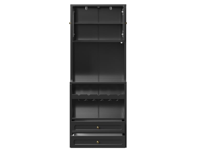  Vaisselier haut 140x40x180 cm – noir – led connectée, rangement à vin, étagères réglables et usb  - Conforama D