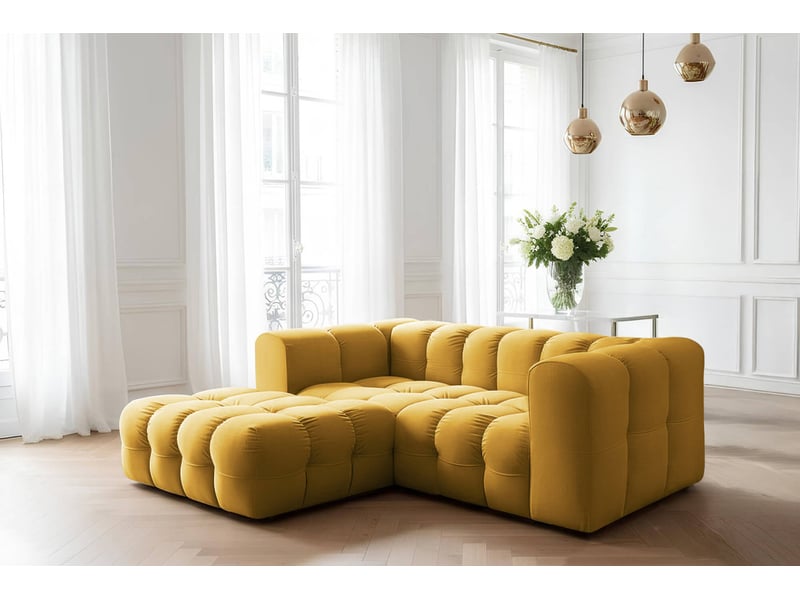  Canapé d'angle gauche miloe mini 3 places en velours - jaune MILOE - Conforama B