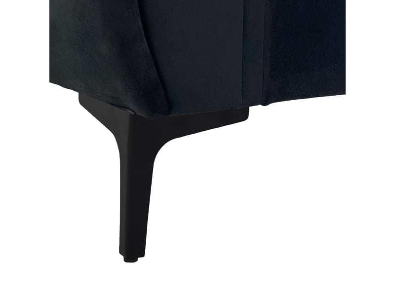  Canapé droit 2 places noir, structure métallique et bois massif, revêtement en tissu polyester respirant, idéal pour petits espaces  - Conforama R