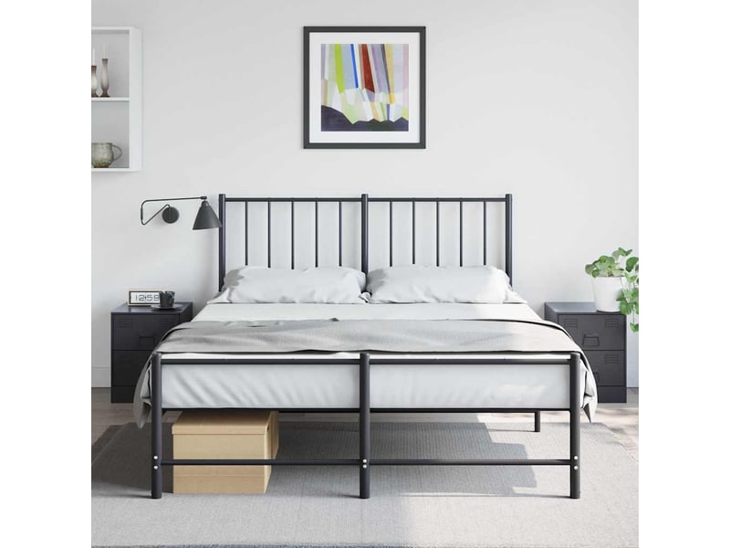  Vidaxl tables de chevet 2pcs noir acier industriel table rangement 34,5x39x44cm salon chambre déco  - Conforama B