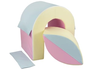 Set de 2 blocs en mousse rose, bleu, jaune (pastel)