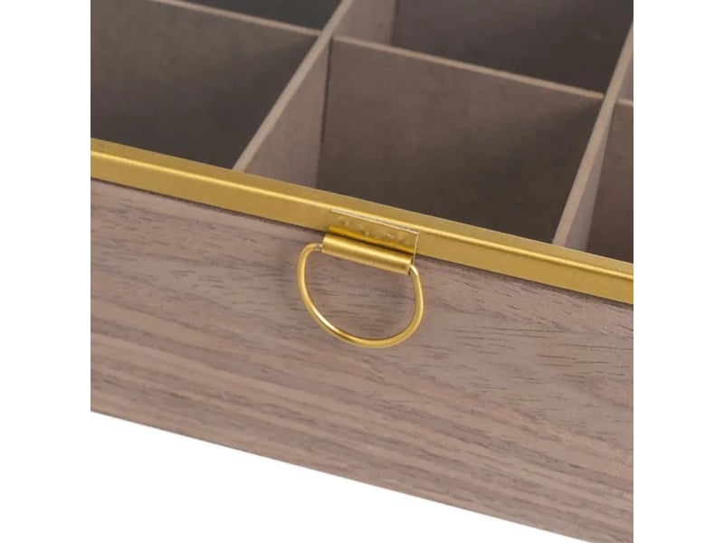  Lot de 2 boîte de rangement vitrée multifonctions à 9 compartiments en mdf effet bois - longueur 24 x profondeur 24 x hauteur 8 cm  - Conforama E