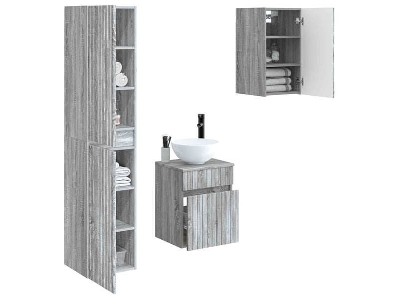 Ensemble de mobilier de salle de bain 3 pc sonoma gris cf64424 - Conforama C