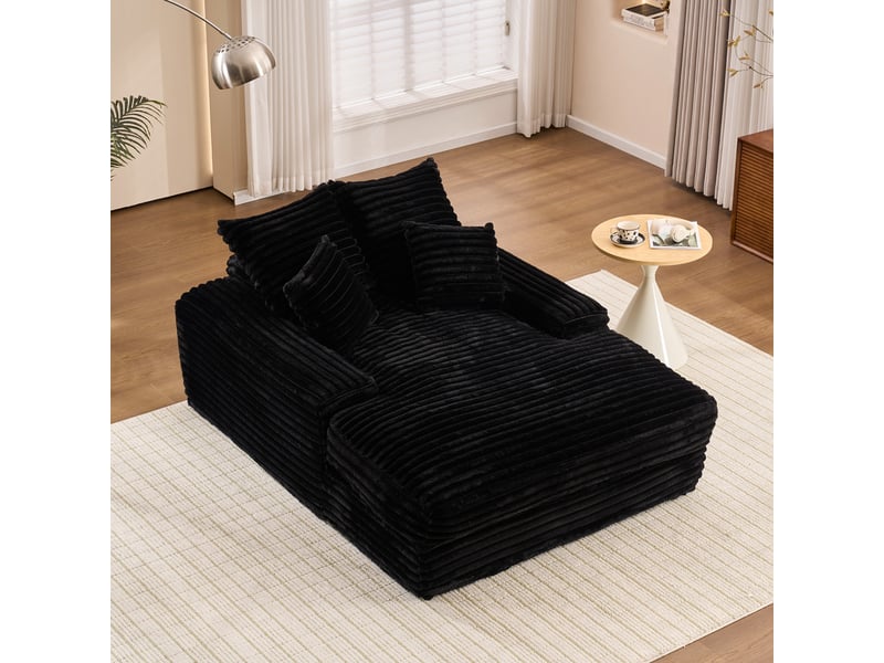 Canapé convertible 027 noir en velours côtelé, 4 coussins, multifonctionnel - Conforama B