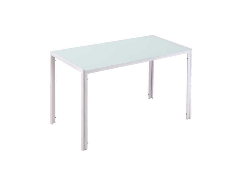  Table de salle à manger rectangulaire en verre trempé et métal, blanche, 120x60x75 cm 835-479WT - Conforama A