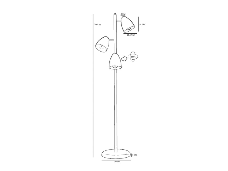  Lampadaire 3 spots orientables en métal effet laiton doré faustine  - Conforama C