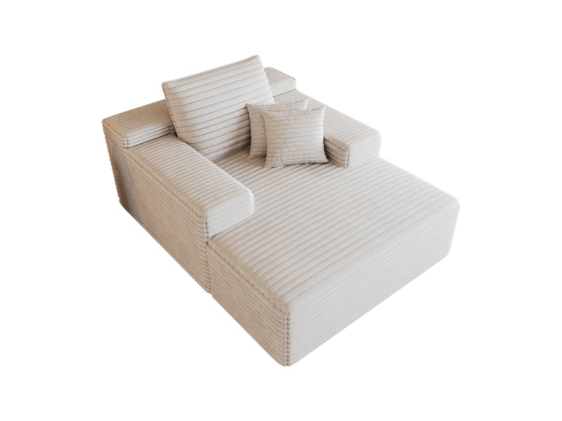  Canapé modulable velours côtelé blanc - 115×159 cm - assise profonde - méridienne - mousse - sans montage  - Conforama A