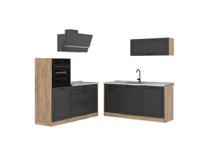 Vicco cuisine, anthracite campagnechêne doré, 160cm plan de travail marbre
