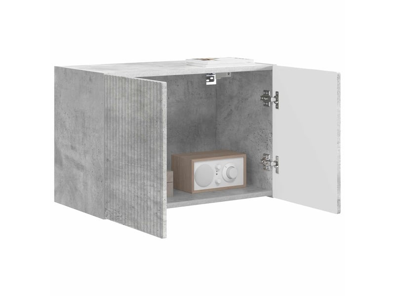  Meuble tv - banc tv - meuble de rangement mural 59,5 x 31 x 40 cm gris béton bois d'ingénierie  - Conforama E