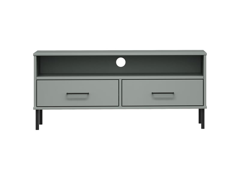  Meuble tv - banc tv - meuble de rangement avec pieds en métal gris bois de pin massif oslo  - Conforama D