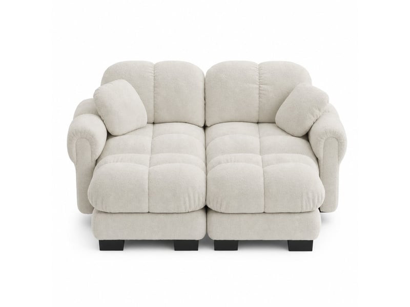  Canapé 2 places en chenille kaki clair, modulable en u avec pouf mobile, surpiqûres fines, assise épaisse, 190 x 149 x 90 cm SF20260031003 - Conforama A