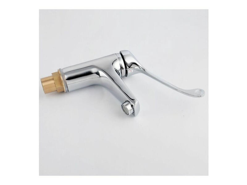  Mitigeur lavabo avec poignée médicale, robinet de salle de bains pmr, chromé, argent - gris  - Conforama E