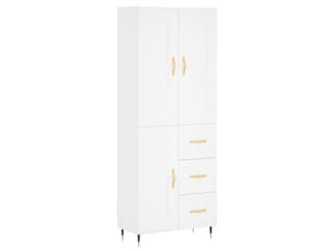 Buffet haut - bahut - meuble de rangement blanc 69,5x34x180 cm bois d'ingénierie