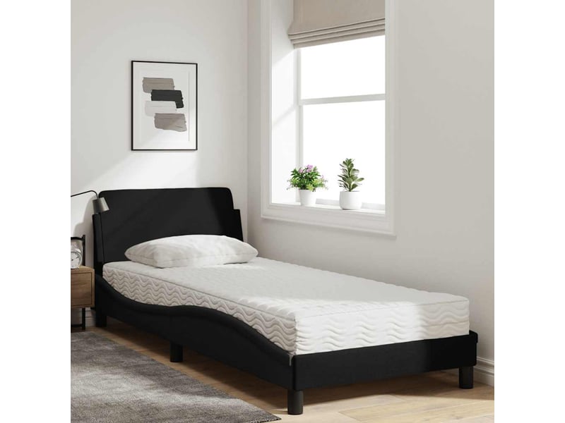  Lit avec matelas dover noir 80x200 cm tissu  - Conforama C
