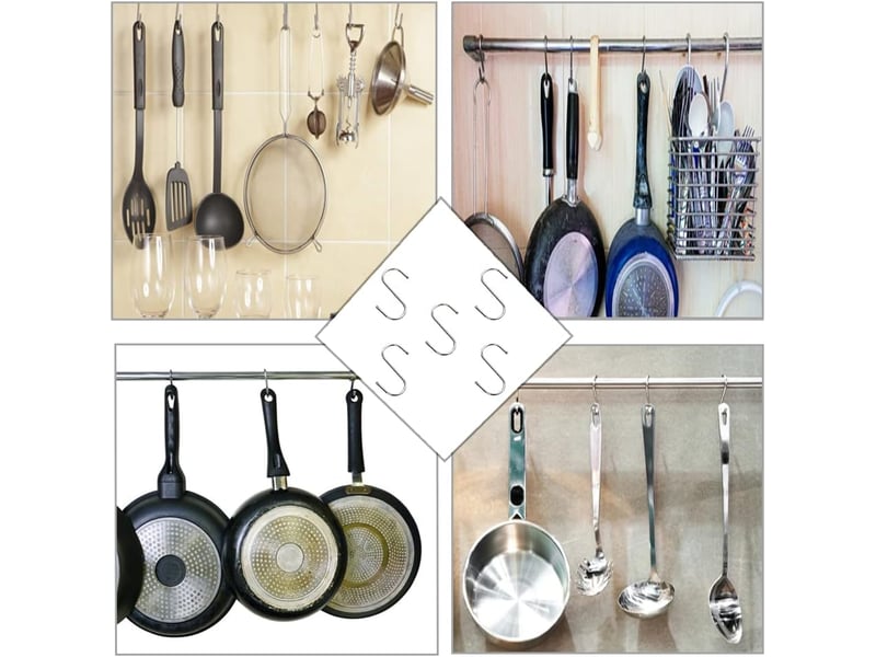  5 pièces crochets acier inoxydable, crochet de suspension, de cuisine, pour salle de bain, chambre à coucher, gris - réf. Szpb846258jjzj  - Conforama E