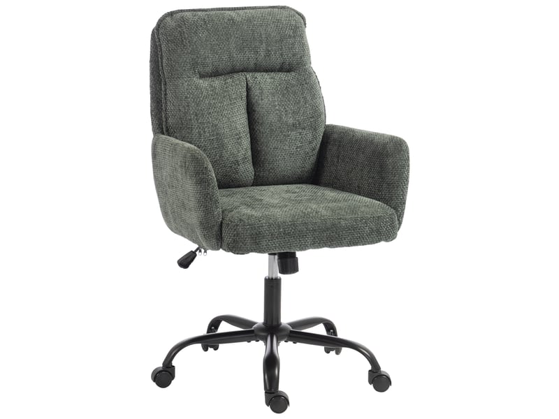  Chaise bureau ergonomique, fauteuil de bureau avec hauteur réglable, assise large, fonction bascule, vert foncé  - Conforama A