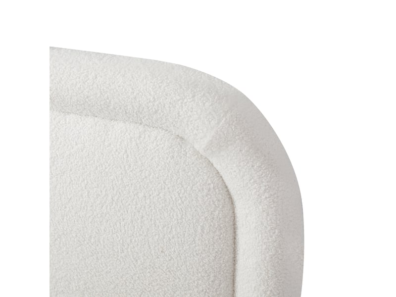  Lit 160x200 cm tissu bouclé blanc avec tête rembourrée, sommier à lattes, rangement hydraulique, sans matelas  - Conforama D