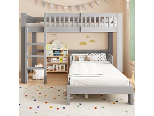 Lit superposé 2x90x200 cm <strong>COVREO </strong>  <strong></strong> coloris gris