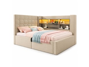 Lit coffre 90x200 cm coloris beige