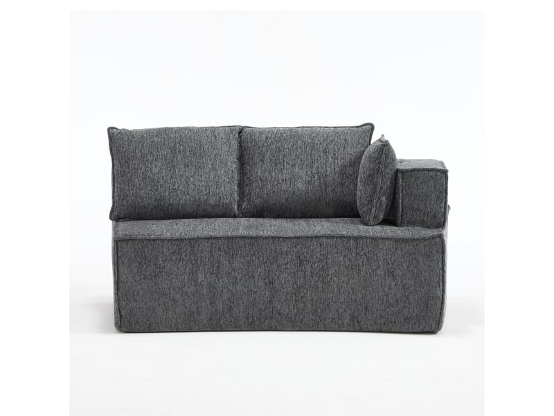  Canapé modulable, canapé 2 places, en velours tricoté, gris foncé, assise profonde, pour salon, design moderne  - Conforama B