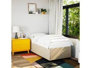 Lit adulte, lit simple, cadre de lit sans matelas crème 100x200cm tissu cf13603