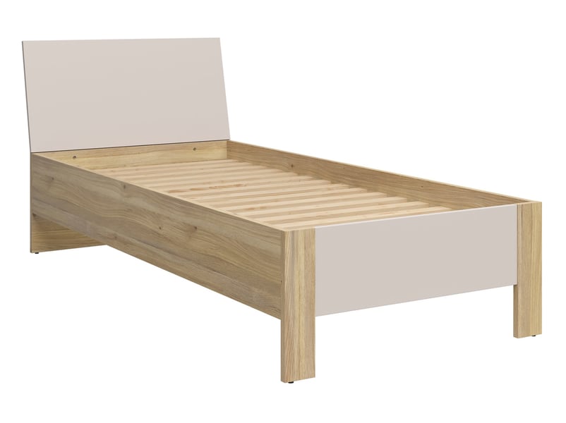  Lit enfant 90x200 sans sommier coloris chêne mauvella cachemire - longueur 216 x profondeur 96 x hauteur 90-42,5 cm  - Conforama A
