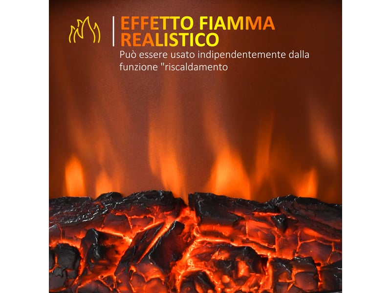  Cheminée électrique à effet flamme rétro, thermostat 1000-2000 w et lumière à intensité variable, noire  - Conforama E
