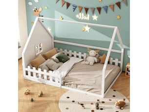 Lit cabane 140x200 cm <strong></strong> <strong></strong> coloris blanc