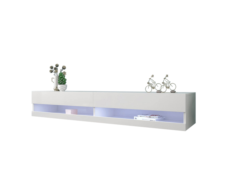 Meuble tv mural led blanc 140 x 40 x 30,5 cm  - Conforama A