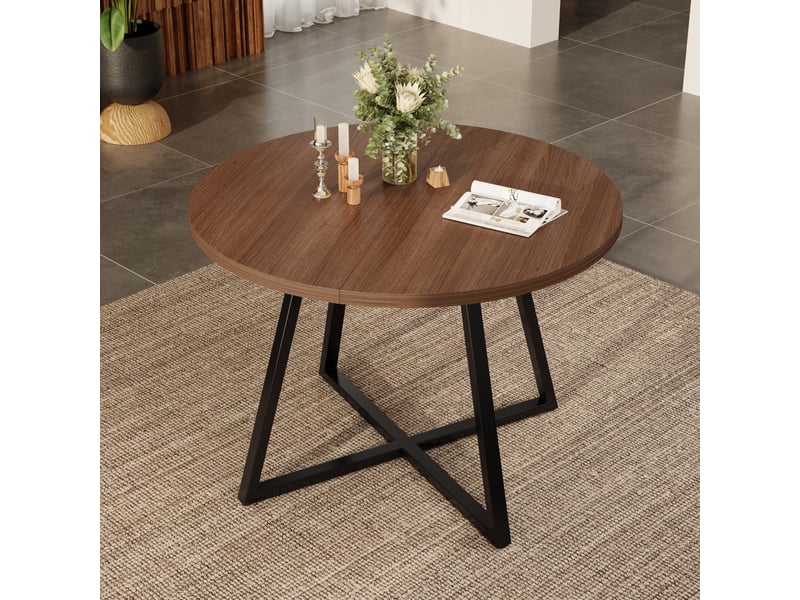  Table à manger extensible 100140 x 100 cm, 4 à 6 personnes, coloris noyer Jamama eleni - Conforama R