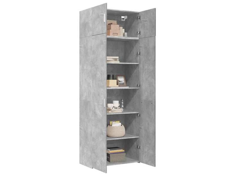  Buffet - armoire de rangement gris béton 80x42,5x225cm bois d'ingénierie  - Conforama C