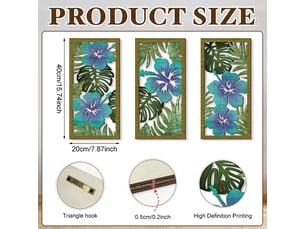 Ensemble de 3 tableaux abstraits bohèmes – décoration murale – décoration murale en bois (20 x 40 cm, environ 0,5 cm d'épaisseur)