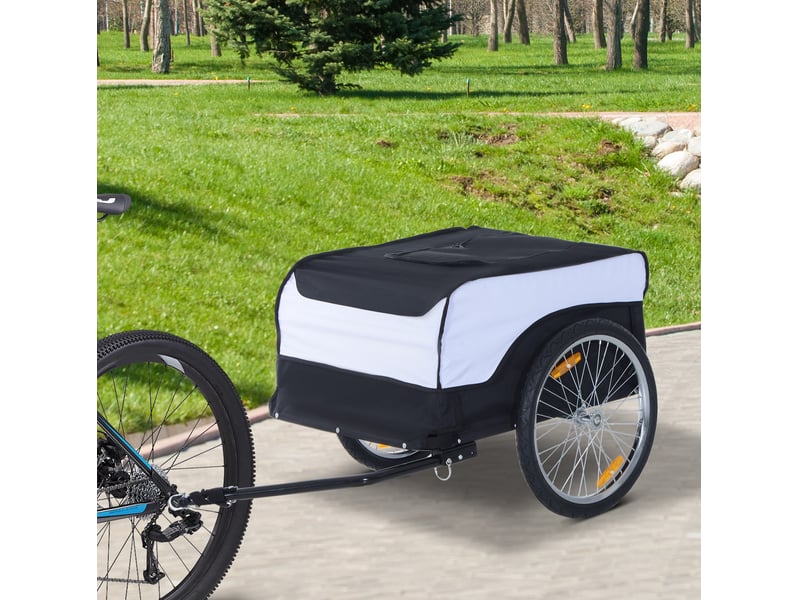  Remorque vélo pliable 140x77x65 cm – blanc et noir – charge maximale 40 kg, tissu oxford imperméable  - Conforama B