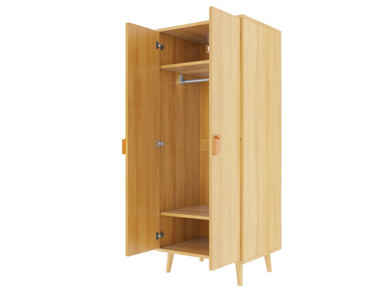  Armoire tcqpz 70 x 55 x 170 cm 2 portes rangement mdf couleur bois naturel  - Conforama E