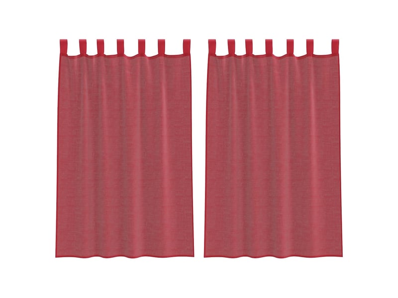 Lot de 2 rideaux en voile, voilages avec passe-tringles rouge bordeaux cf44490 - Conforama A